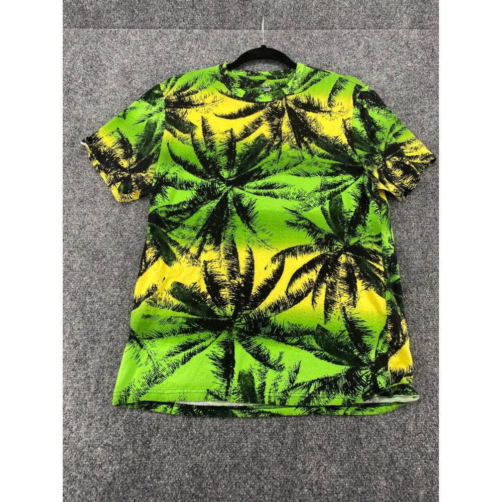 INC International Concepts Palm Tree T-Shirt Mens Medium Green Yellow Tropical